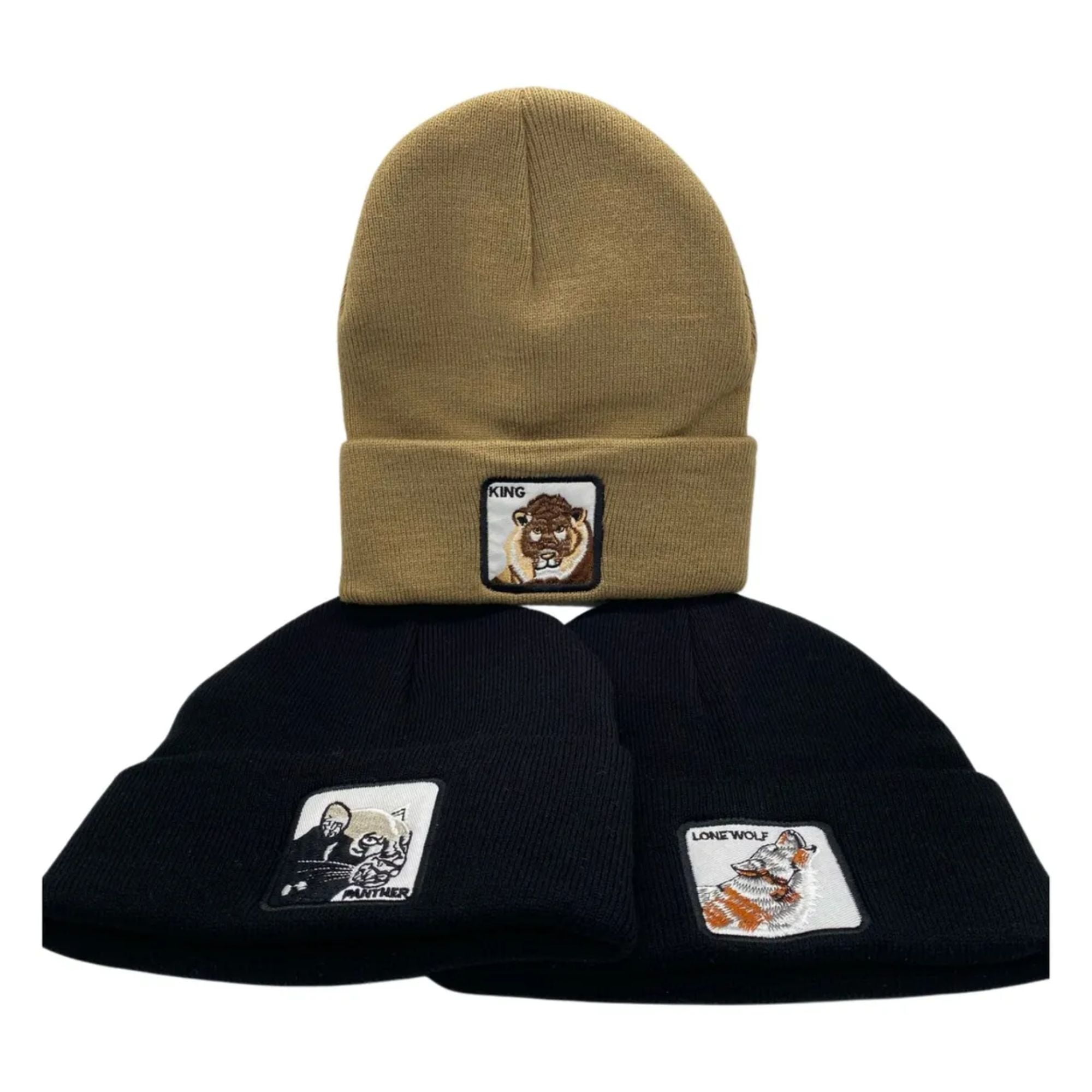 Mercado Ideas - Pack 3 Gorros Beanies Lana Diseño Animales Unisex