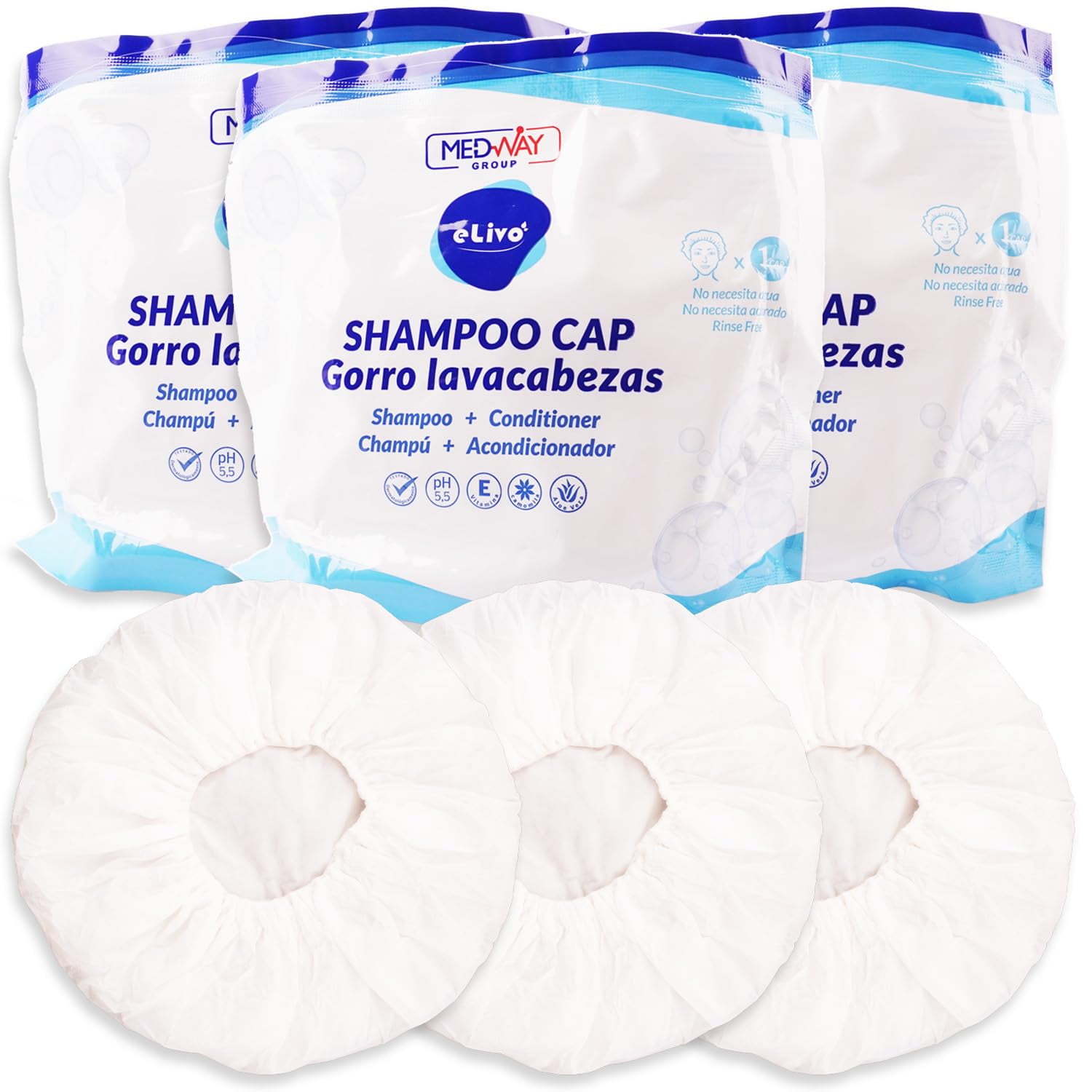 Shampoo Cap Medvance Elivo No Rinse Shampoo Ph Balanced, Paquete De 3