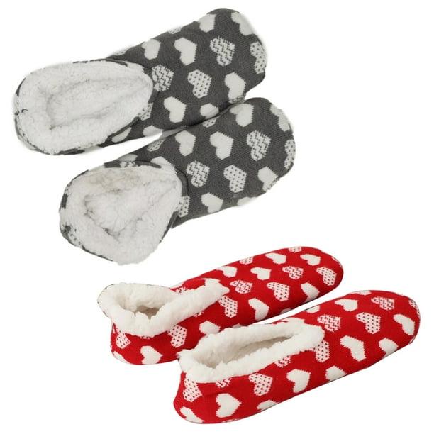 Calcetines de mujer, cálidos, suaves y con forro polar, antideslizantes, para interiores, 2 pares, regalo de Navidad