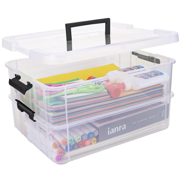 Caja de almacenamiento TERGOO 35x26x19 cm negra de 2 capas