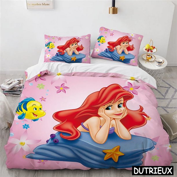 Ariel Little Mermaid 3d Bedding Set Beautiful Princess Quilt Cover And Pillowcase Duvet Cover Set For Home Bedroom Decor Bed Sheets
