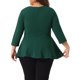 thumbnail image 3 of Agnes Orinda Conjuntos de Halloween Tops de Talla Grande para Mujeres Escuela Universidad Elegante Cuello Redondo Color Sólido Ropa de Trabajo Manga 3/4 Top Peplum 1X Verde, 3 of 6