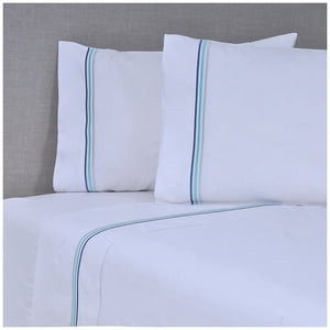 Mashini - Juego De Sábanas Bord 144 Hilos King Blanco