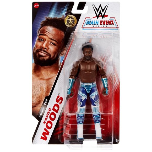 Figura de acción WWF Xavier Woods 15 cm, 14 articulaciones