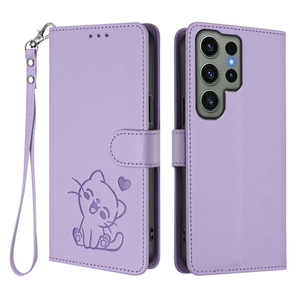 Carcasa Billetera de Cuero Sintético para Samsung Galaxy S23 Ultra, Lila Claro