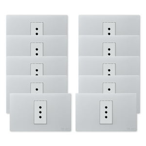 Want - Pack 10 Tomacorriente Simple Metálico 10A - Gris Blanco