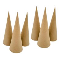 Magideal - 6 Conos De Papel Maché, Conos De Cartón Para Decorar La Punta Del Árbol De Navidad, Con Base Abierta Para Manualidades, Pintura Y Sombreros De Fiesta.