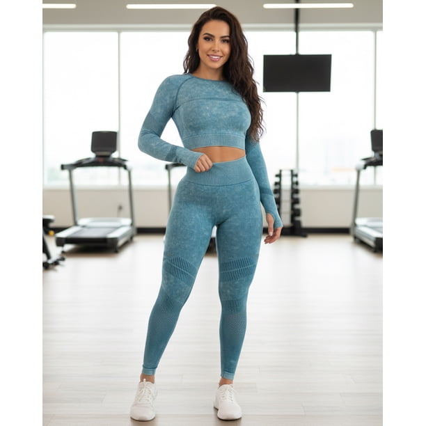 Conjunto Deportivo Mujer Pre Lavado Fitness Yoga Premium
