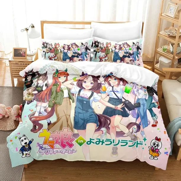 Uma musume Pretty Derby Bedding Set Duvet Cover Bed Set Quilt Cover Pillowcase Comforter Boys Adult Bed Sheets