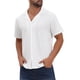 thumbnail image 4 of INSPIRE CHIC Camisa de Hombre con Cuello de Campamento, Botones Abajo, Manga Corta, Tejido Texturizado Hueco, Talla M, Blanco, 4 of 6