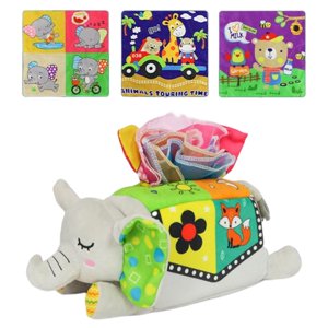 Bothyi - Caja De Pañuelos Para Bebé, Bufandas De Arcoíris, Papel De Juego Colorido Para Niños, Elefante Infantil
