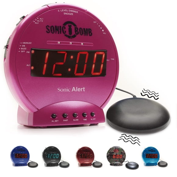 Reloj Despertador Sonic Alert Sonic Bomb SBB500SSP con Vibrador para Cama