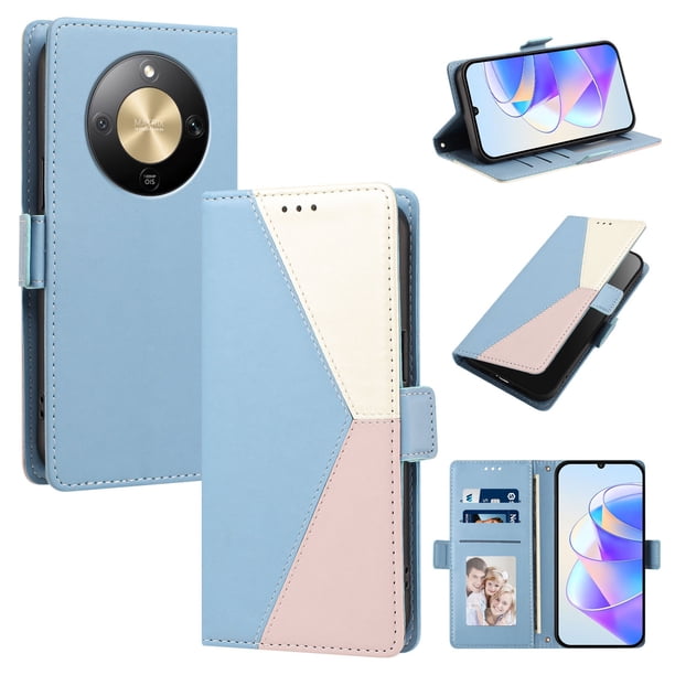 Funda Libro Tricolor para Honor X9D con Ranuras para Tarjetas, Azul Claro