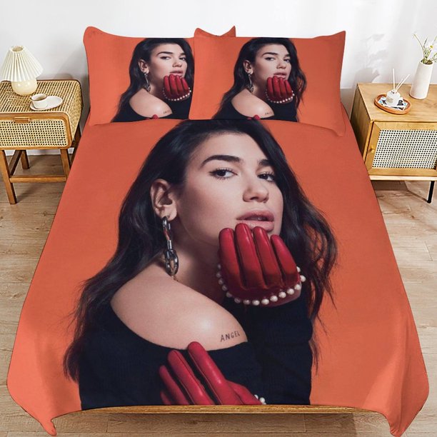 Dua Lipa Soft Sleep Safe Threaded Build Machine Ready Closure Duvet Cover Sets for Bedroom