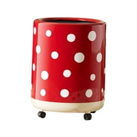 Magideal - Papelera De Reciclaje De Lunares, Doble Compartimento, Redonda, 12 L, Móvil, Bandeja Interior Extraíble, Para El Hogar, El Trabajo, El Salón Y El Baño Puntos Blancos