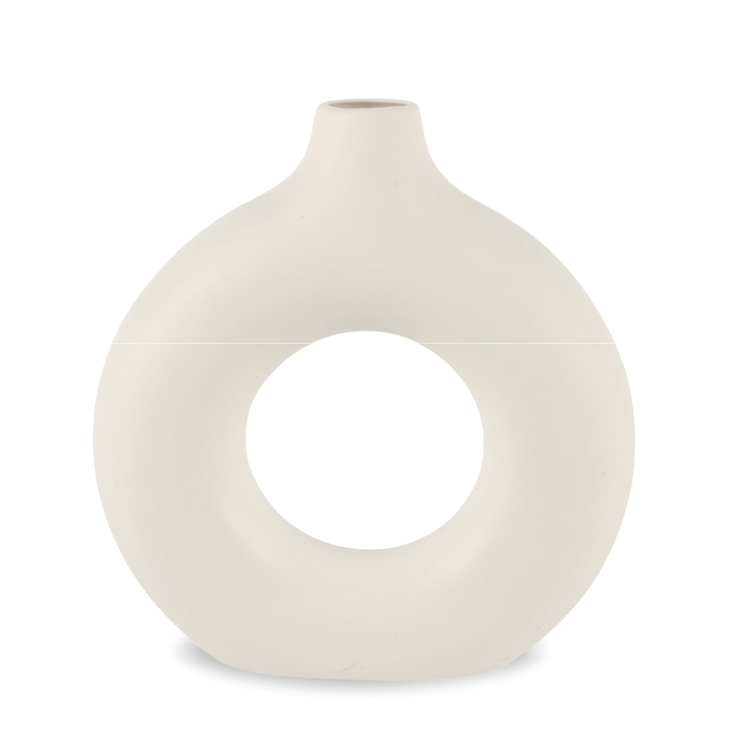 Inspiracci - Florero Redondo Cerámica Blanco 20 Cm