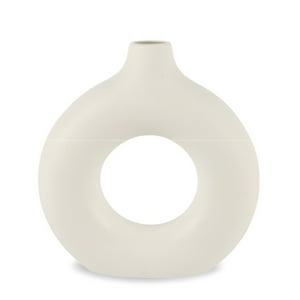 Inspiracci - Florero Redondo Cerámica Blanco 20 Cm