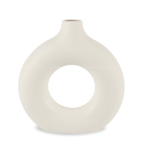 Inspiracci - Florero Redondo Cerámica Blanco 20 Cm