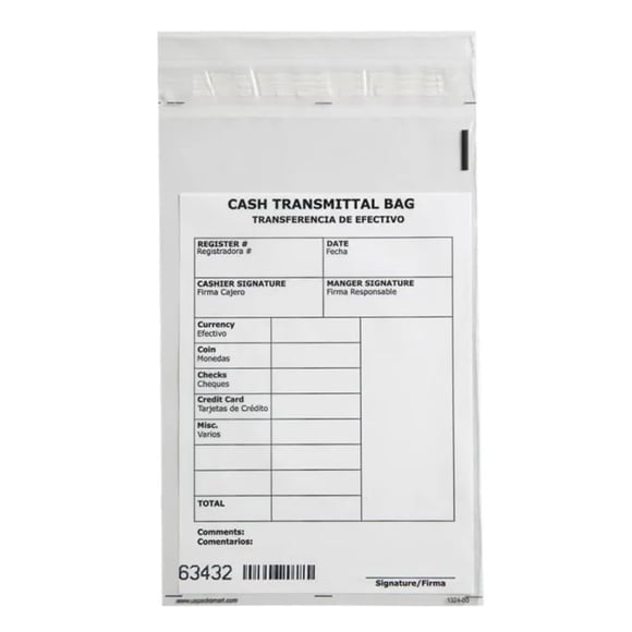 Bolsas para depósito de efectivo US PACK SMART 15 x 23 cm, paquete de 500