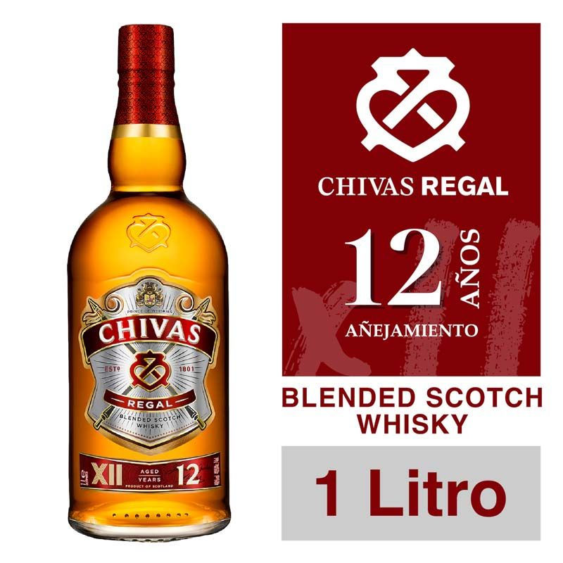 Whisky Blended Scotch 12 Años 40° Botella 1 L Chivas Regal