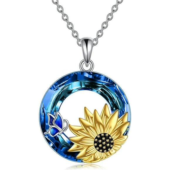 Collar girasol cristal plata 925