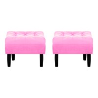 Bodevir - Set Pouf Wood 1C Felpa 00 Rosado