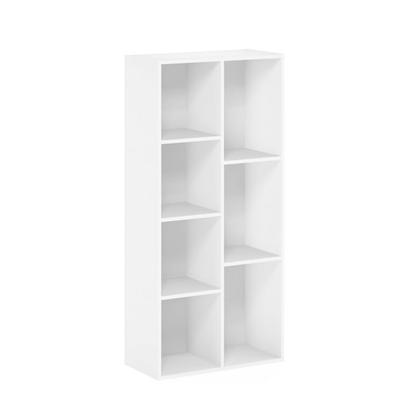 Librería Furinno Luder con almacenamiento de 7 cubos, color blanco