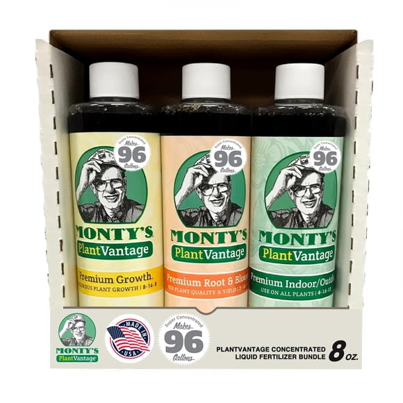 Fertilizante para plantas Monty's PlantVantage, paquete de 3, 240 ml