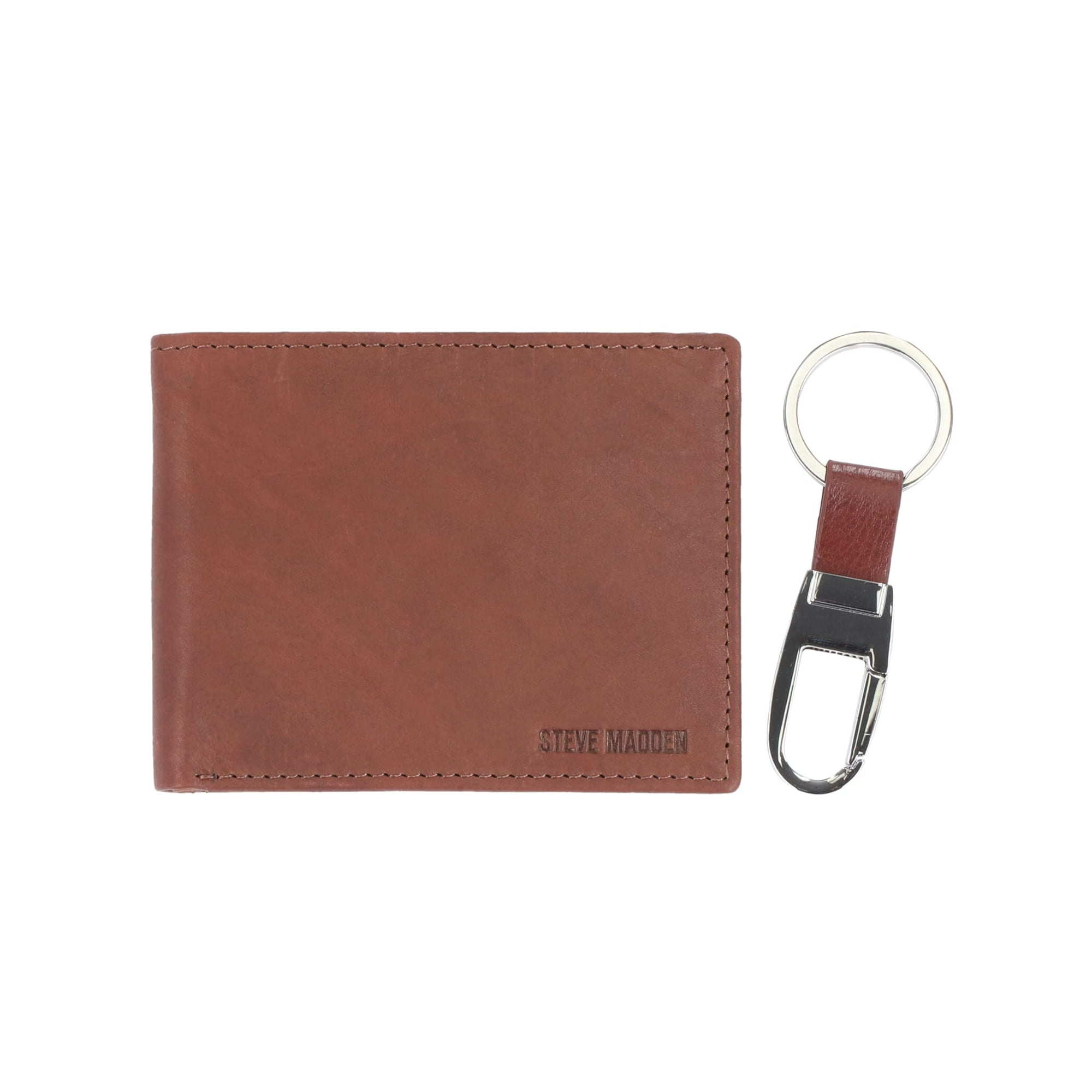 Billetera Steve Madden Rfid Piel Marrón Con Llavero