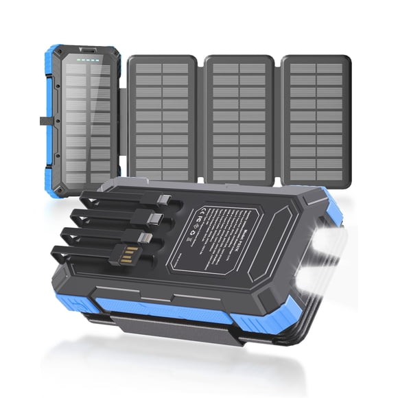 Batería externa solar GULLVEN 20000 mAh PD22,5 W con 4 cables