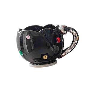 Magideal - Taza De Tulipán De Cerámica, Tazas De Café, Taza De Arte Latte, Taza De La Mañana, Taza De Café De Cerámica, Taza De Latte De Cerámica Para Té, Leche, Negro