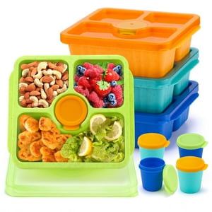 Caja De Aperitivos Bento Qqko Para Adultos Y Niños, 550 Ml, Paquete De 4