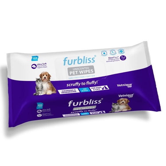 Toallitas para mascotas Ventique Labs Furbliss Hygienic para perros y gatos, 100 unidades
