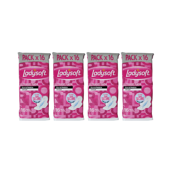 Pack 4 Paquetes Toallitas Higiénicas Desechables Ladysoft Dia 16un