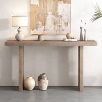 M&Ms - U_Style Uniquely Designed Oak Veneer Console Table With Distinctive Side Shapes, Suitable For Entryway, Hallway, Living Room, Foyer, Corridor