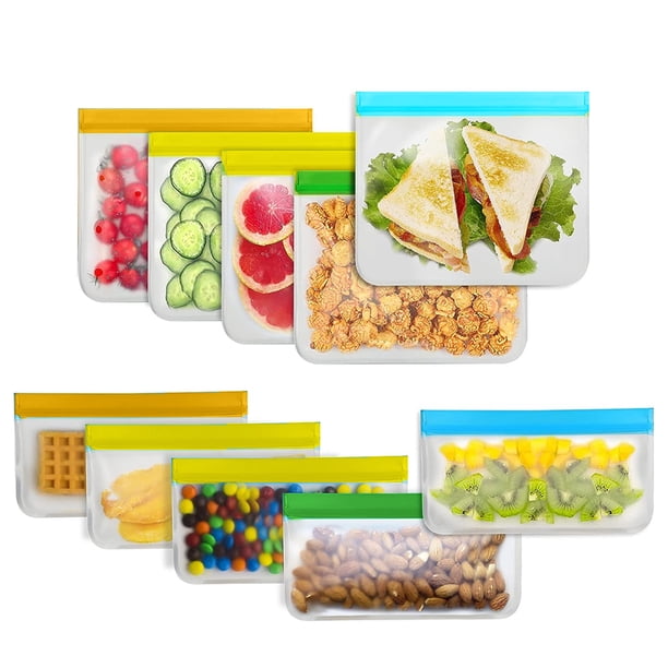 Bolsas reutilizables para almacenar alimentos - Paquete de 10 bolsas para congelador Bolsas reutilizables de un galón