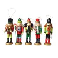 Magideal - 5 Adornos Navideños De Cascanueces, Figuras De Cascanueces, Estatuas, Decoración Navideña Tradicional De Madera Para Estanterías, Regalos De Oficina.