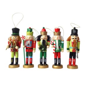 Magideal - 5 Adornos Navideños De Cascanueces, Figuras De Cascanueces, Estatuas, Decoración Navideña Tradicional De Madera Para Estanterías, Regalos De Oficina.