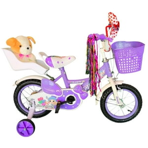 Vipnetwork - Bicicleta Aro 12 Infantil Con Peluchero Lila Shengdi