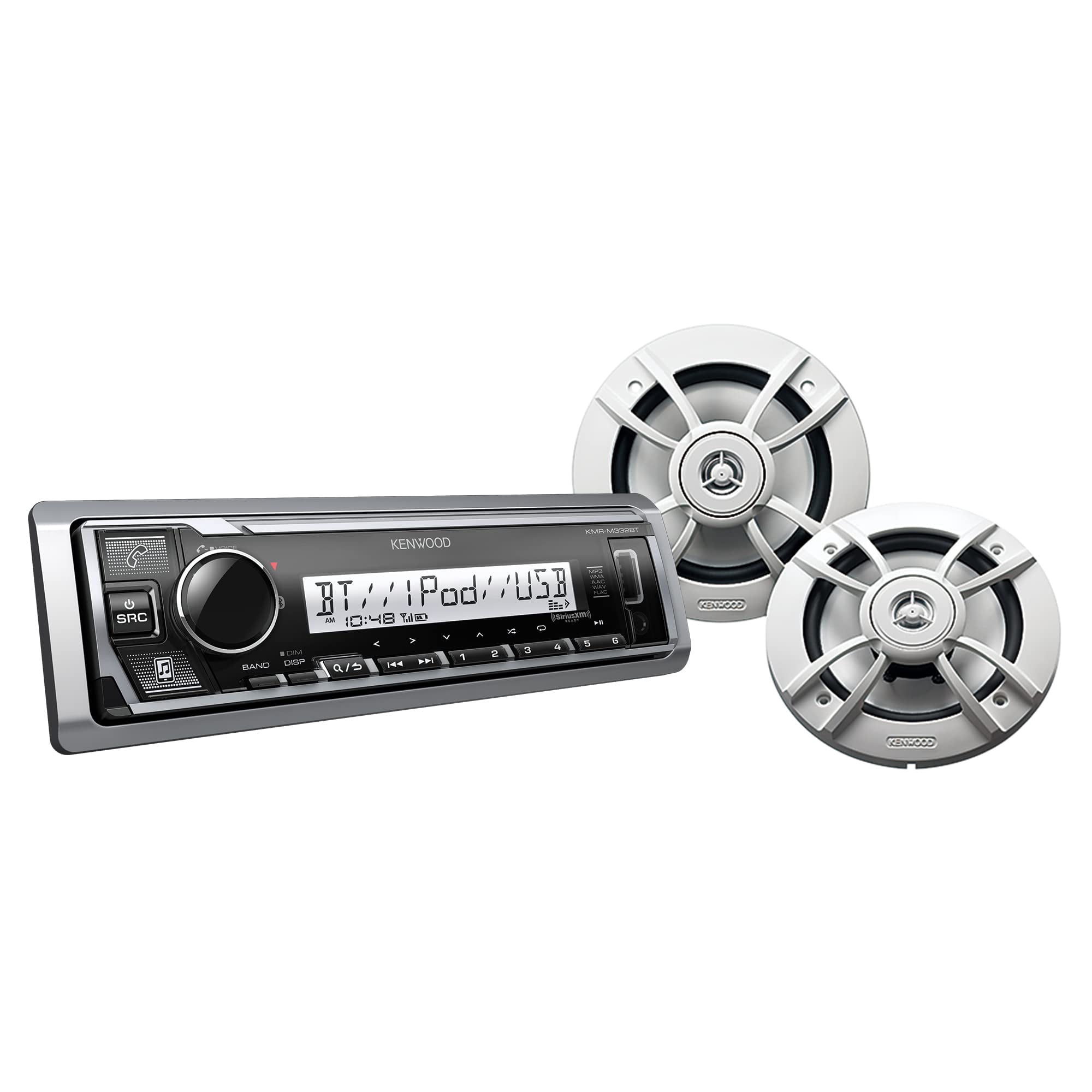 Paquete De Receptor De Audio Marino Kenwood Kmr-d332bt Con Bluetooth