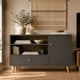 thumbnail image 1 of Aparador Organizador Multiuso Con Estantes Puerta Y Cajón Madera Gris 100x40x73cm Diseño Moderno Minimalista, 1 of 5