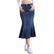 thumbnail image 1 of INSPIRE CHIC Falda de Mezclilla Cola de Pescado para Mujeres de Regreso a Clases Falda Midi de Jean Ajustada Azul Oscuro L, 1 of 6