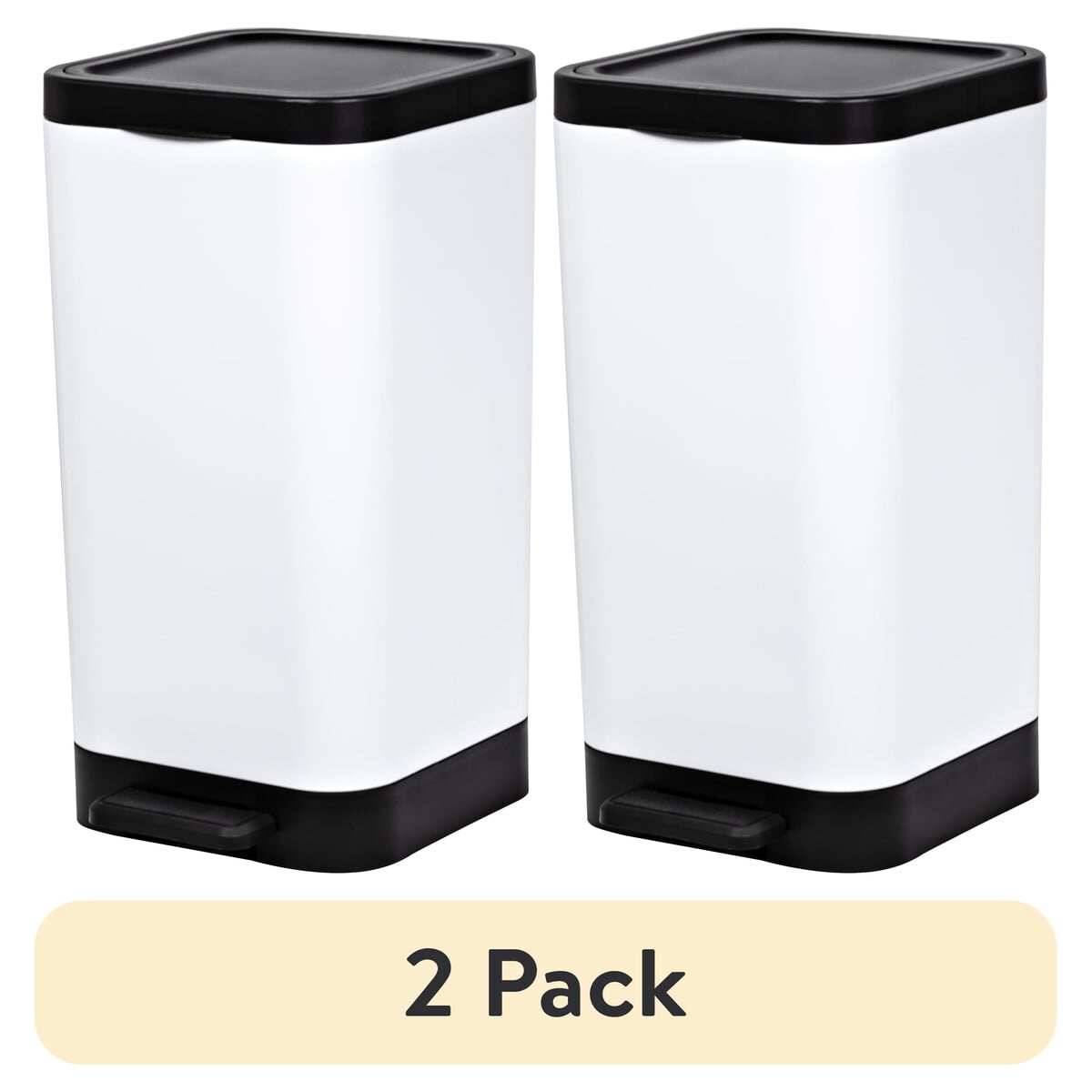 Basurero Hefty Plástico 9,8 L Blanco Pedal Pack X2