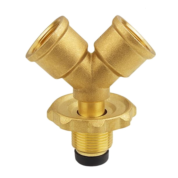 Adaptador Divisor En Y De Propano Adaptador De Botella De Cilindro Duradero Coión Rápida Con Adaptador De Gas De Válvula De Cierre Para Camping Cobre