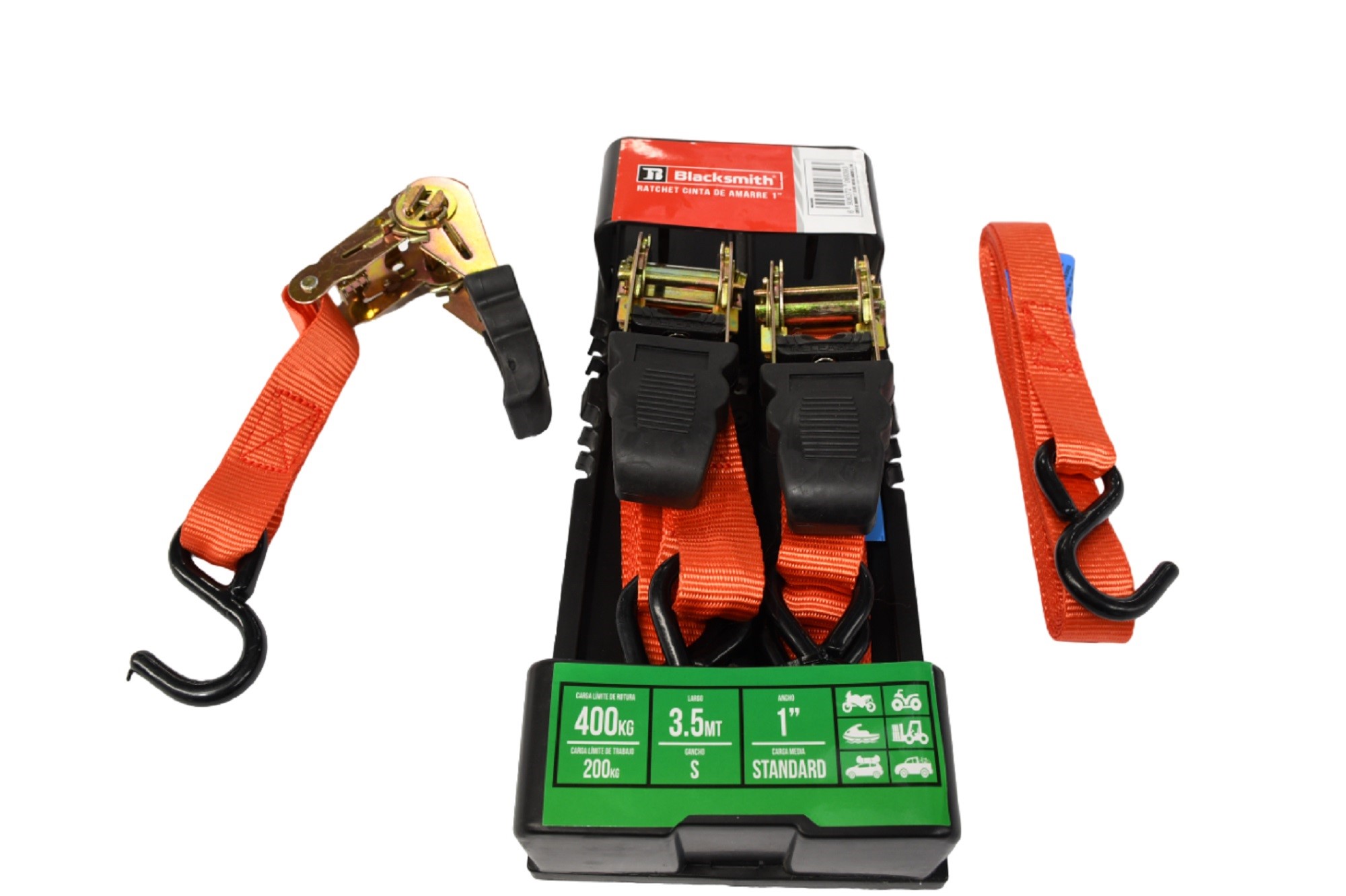 Blacksmith - Kit X 2 Un Tie Down 1 Pulg X 3.5 Mts - Maxima Capacidad 400