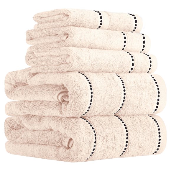 Juego de Toallas Lavish Home 6 piezas 525 GSM 100% algodón beige
