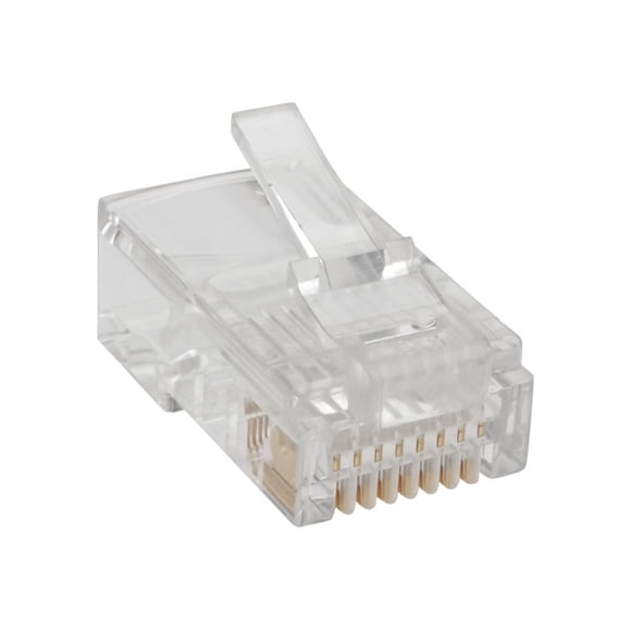 Conector modular TRIPP LITE RJ45 redondo trenzado UTP Cat5e, paquete de 100