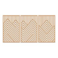 Genérico - Set 3 Cuadros Líneas Abstractas Montaña Mdf