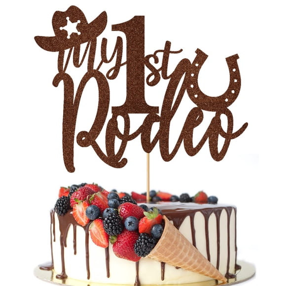 Cake Topper Crseniny My 1st Rodeo, tema de vaquero para el primer cumpleaños