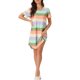 thumbnail image 1 of INSPIRE CHIC Camisón a Rayas Coloridas para Mujer Regreso a Clases Camiseta de Manga Corta Cuello Redondo Vestido Ligero Casual para Dormir 2XL Color Intenso, 1 of 6
